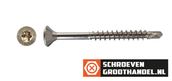 Alternatieve afbeelding voor Spaanplaatschroeven zelfborend 5x50/30 mm RVS A2 platkop TORX 200 stuks
