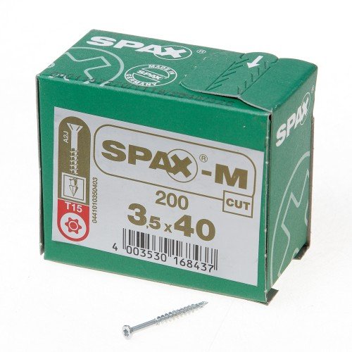 Alternatieve afbeelding voor Spax-M MDF-schroeven 3,5x40mm deeldraad verzinkt freeskop torx 200 stuks