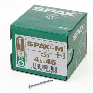 Alternatieve afbeelding voor Spax-M MDF-schroeven 4x45mm deeldraad verzinkt freeskop torx 200 stuks