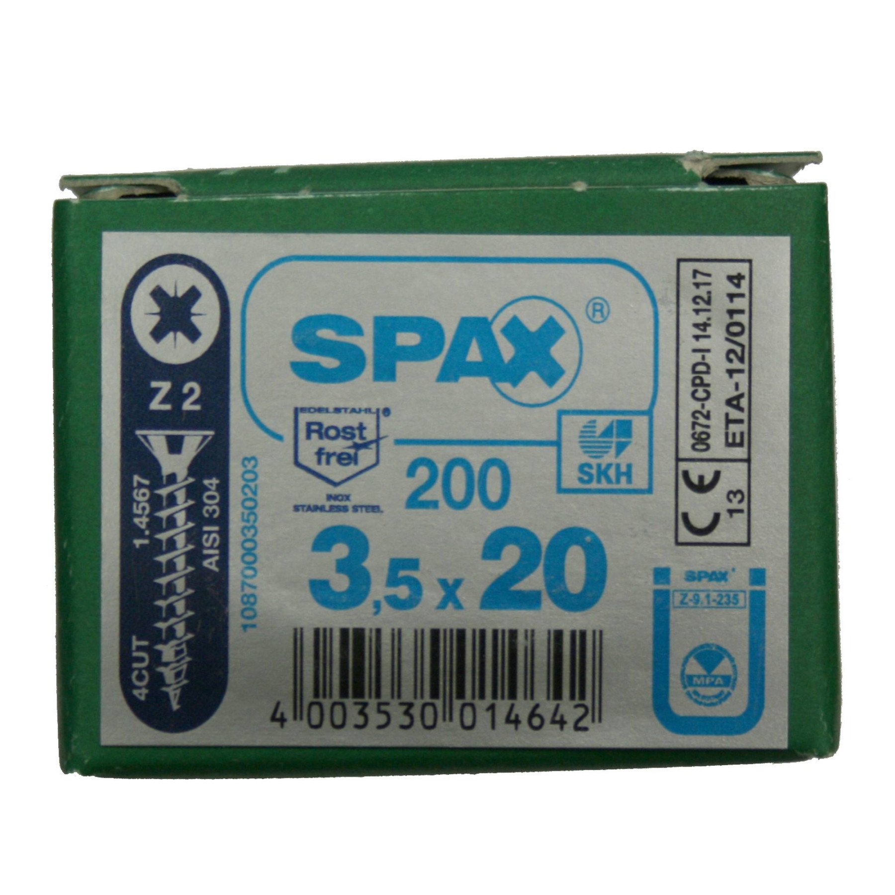 Alternatieve afbeelding voor Spax spaanplaatschroeven 3,5x20mm rvs a2 platkop pozidriv 200 stuks