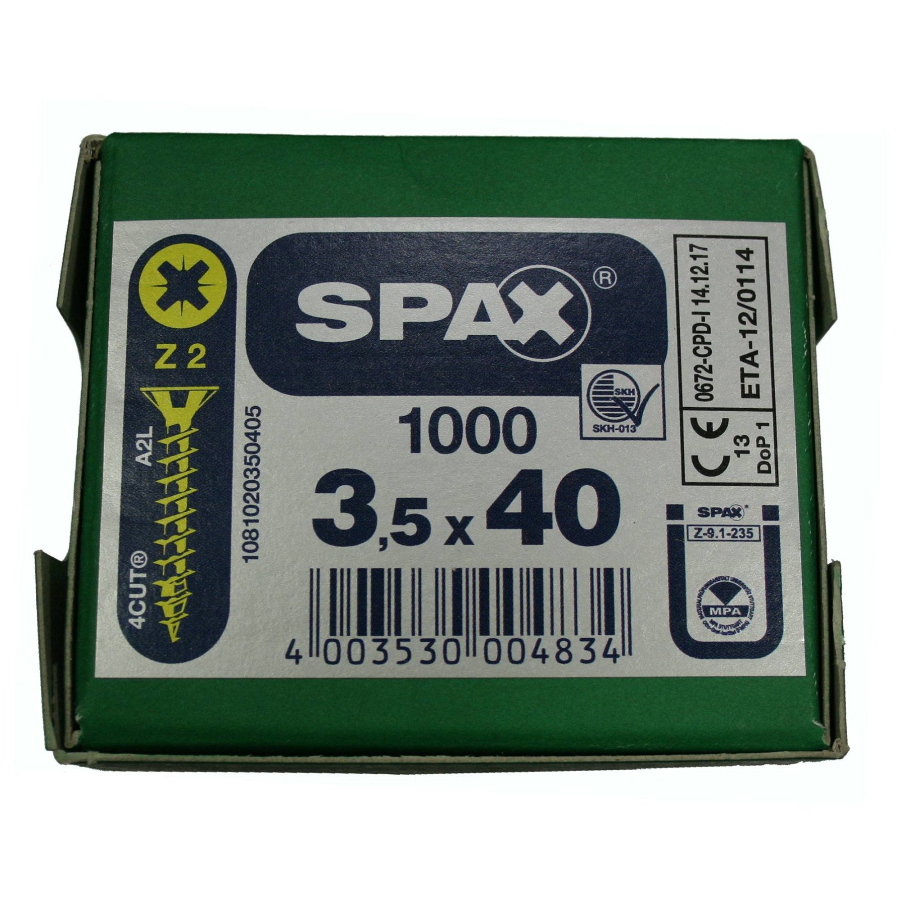 Alternatieve afbeelding voor Spax spaanplaatschroeven 3,5x40mm geel verzinkt platkop pozidriv 1000 stuks