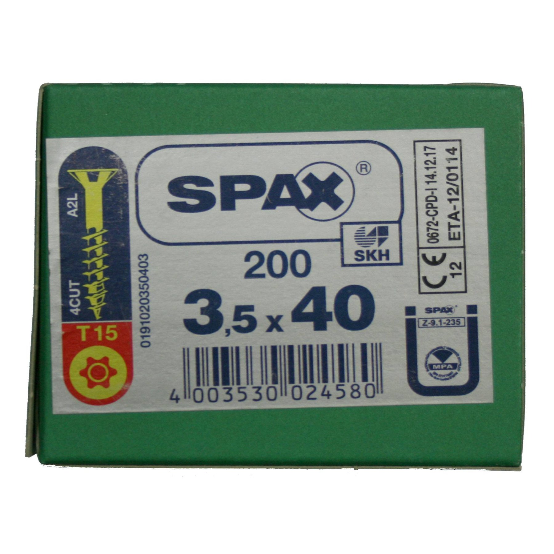 Alternatieve afbeelding voor Spax spaanplaatschroeven 3,5x40mm deeldraad geel verzinkt platkop torx 200 stuks
