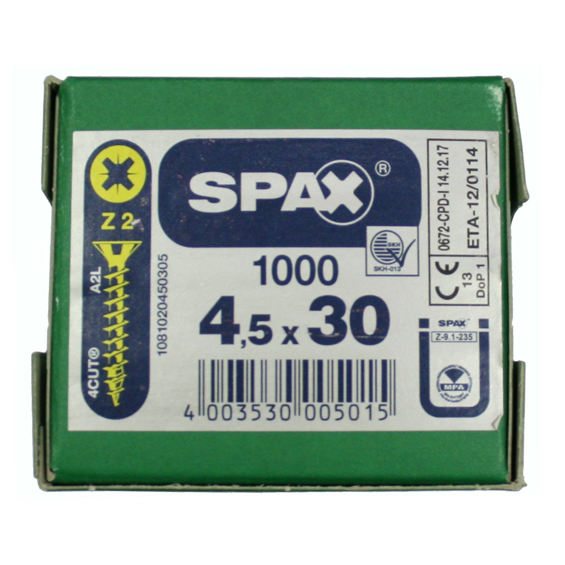 Alternatieve afbeelding voor Spax spaanplaatschroeven 4,5x30mm geel verzinkt platkop pozidriv 1000 stuks