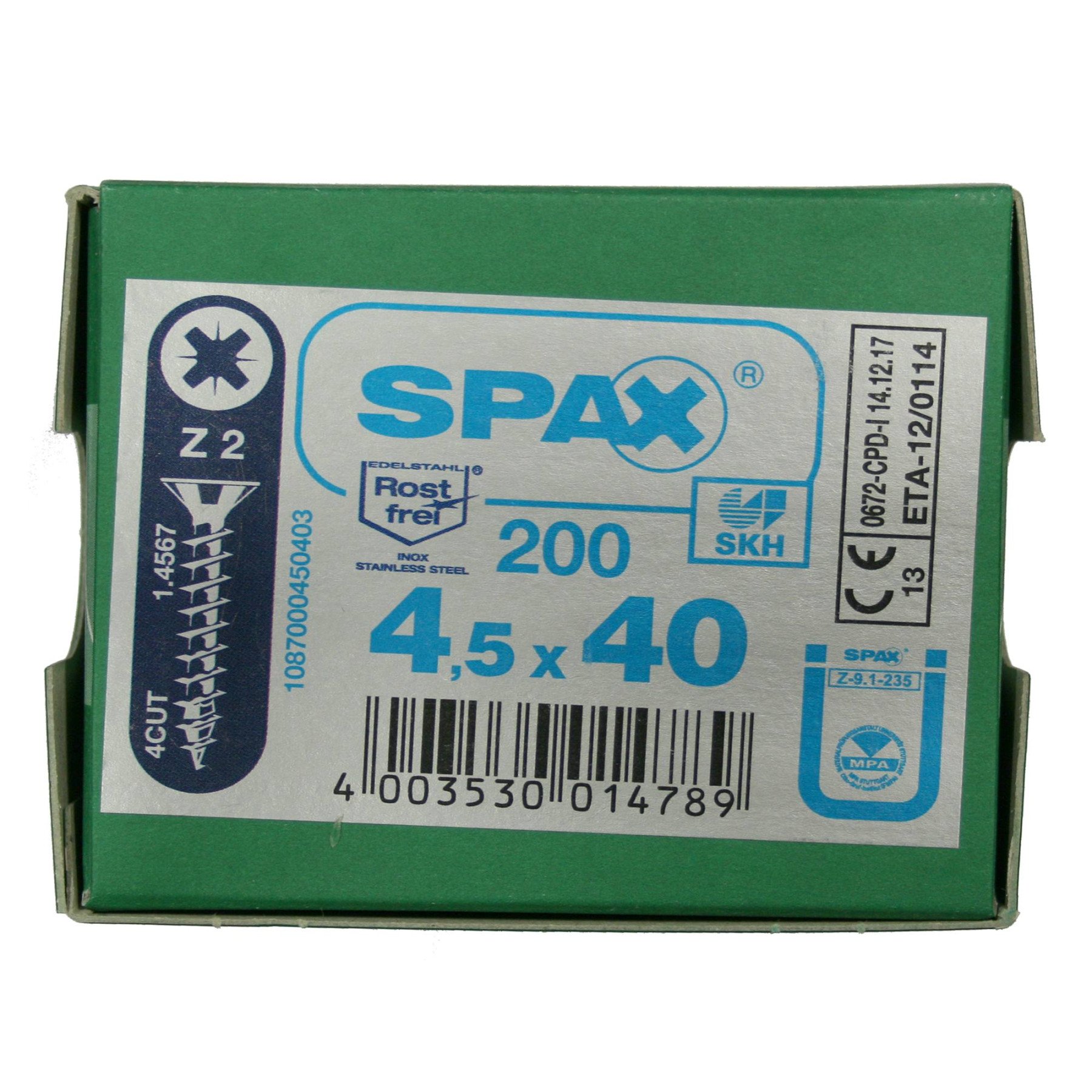 Alternatieve afbeelding voor Spax spaanplaatschroeven 4,5x40mm rvs a2 platkop pozidriv 200 stuks