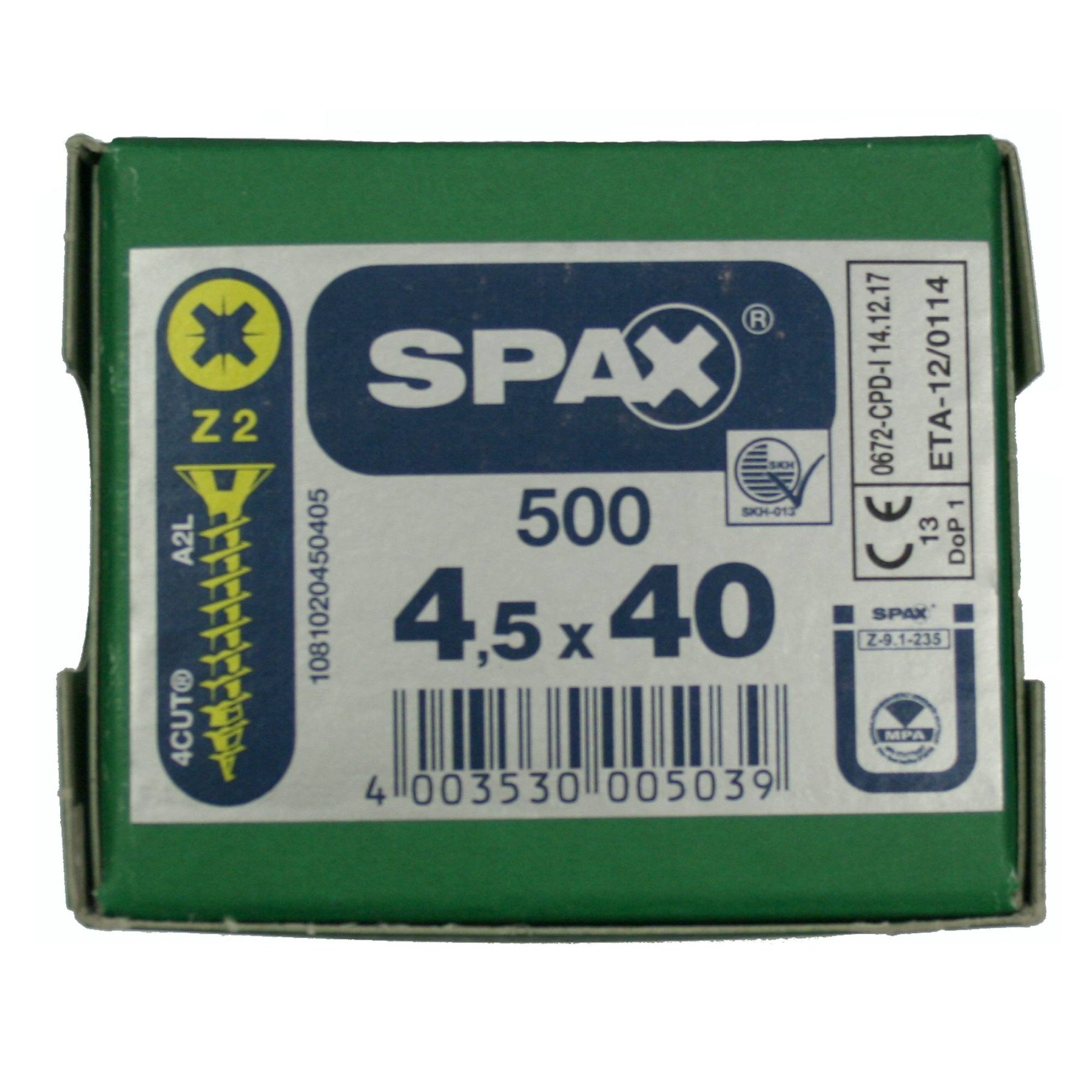 Alternatieve afbeelding voor Spax spaanplaatschroeven 4,5x40mm geel verzinkt platkop pozidriv 500 stuks