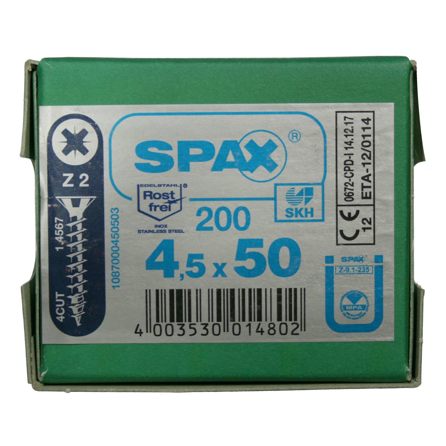 Alternatieve afbeelding voor Spax spaanplaatschroeven 4,5x50mm rvs a2 platkop pozidriv 200 stuks