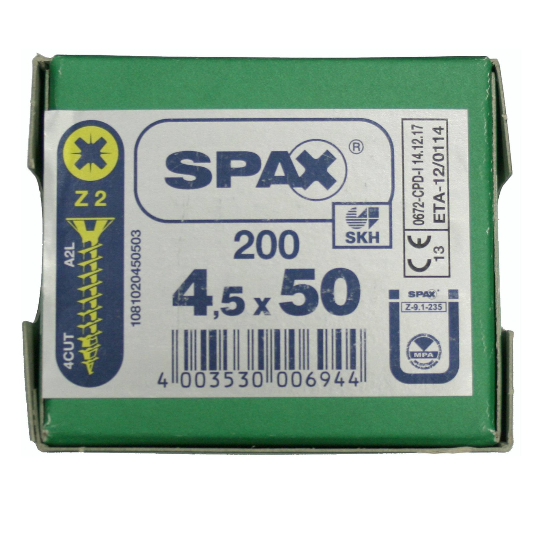 Alternatieve afbeelding voor Spax spaanplaatschroeven 4,5x50mm geel verzinkt platkop pozidriv 200 stuks