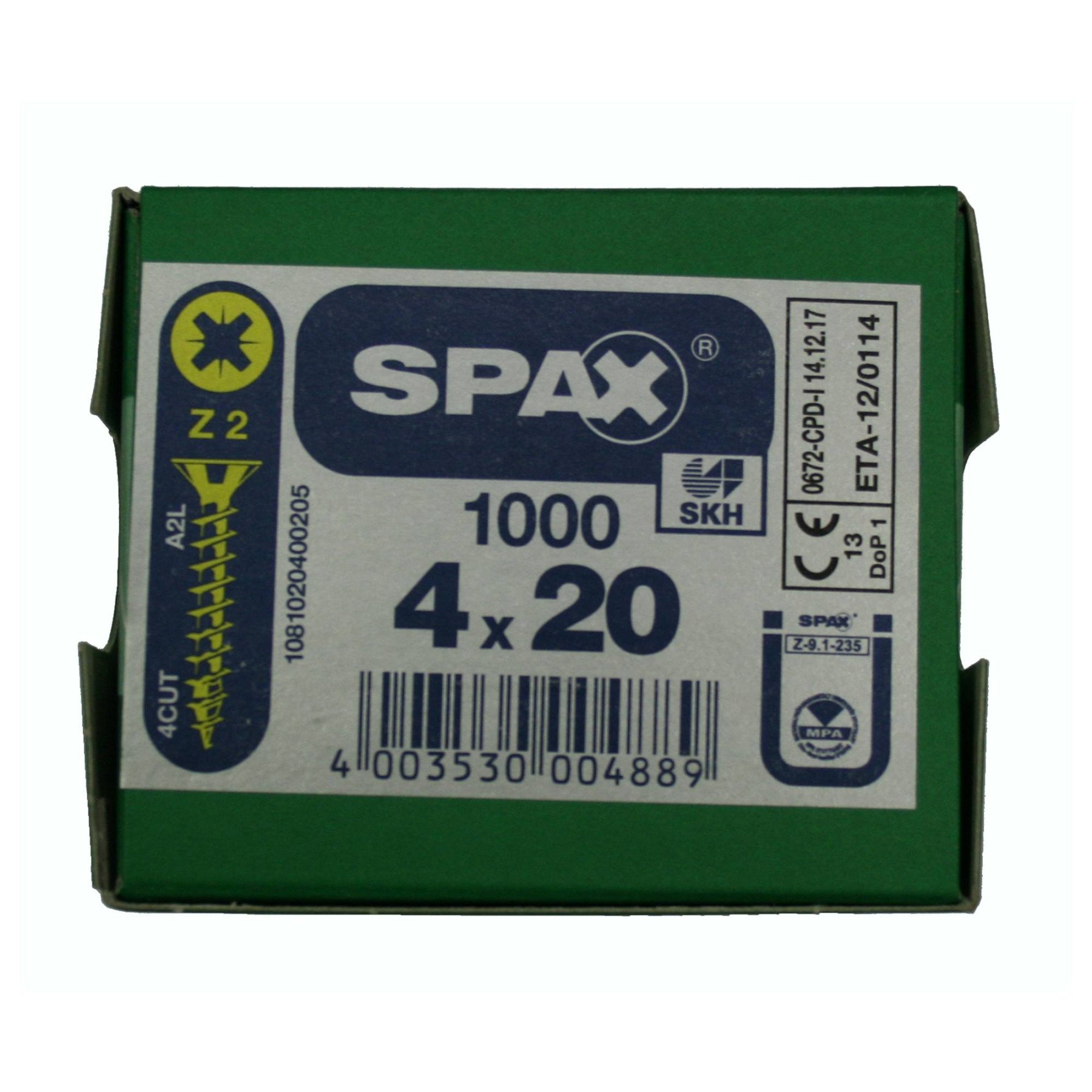 Alternatieve afbeelding voor Spax spaanplaatschroeven 4x20mm geel verzinkt platkop pozidriv 1000 stuks