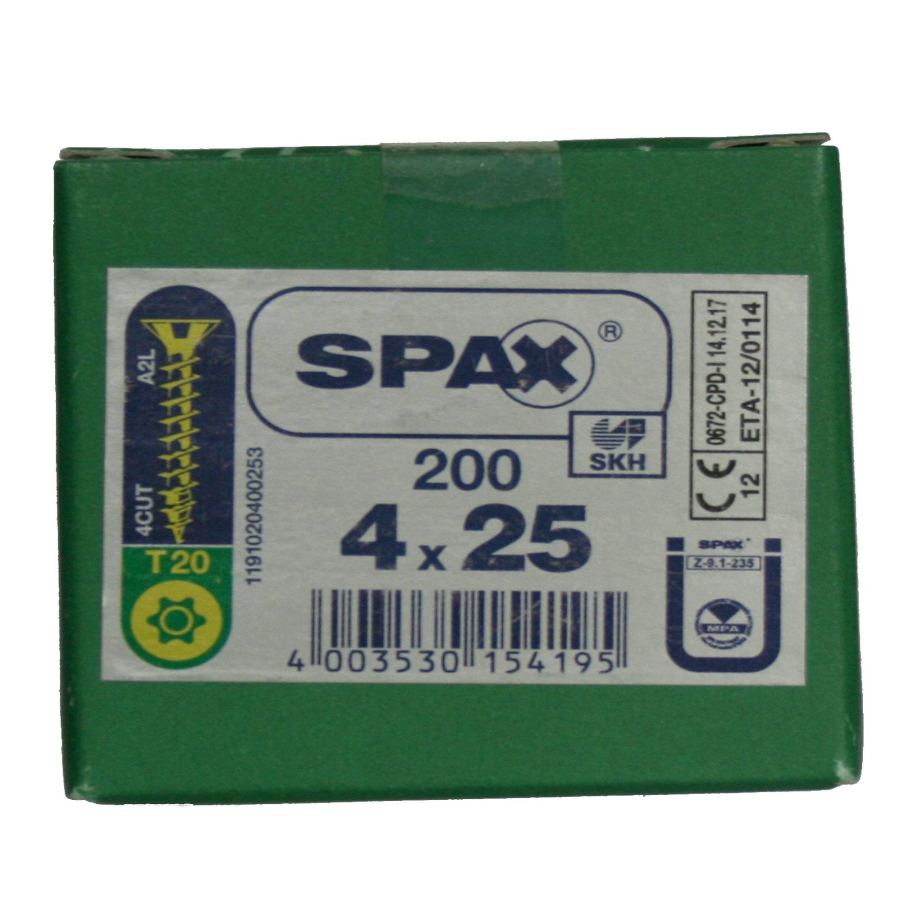 Alternatieve afbeelding voor Spax spaanplaatschroeven 4x20mm geel verzinkt platkop torx 200 stuks