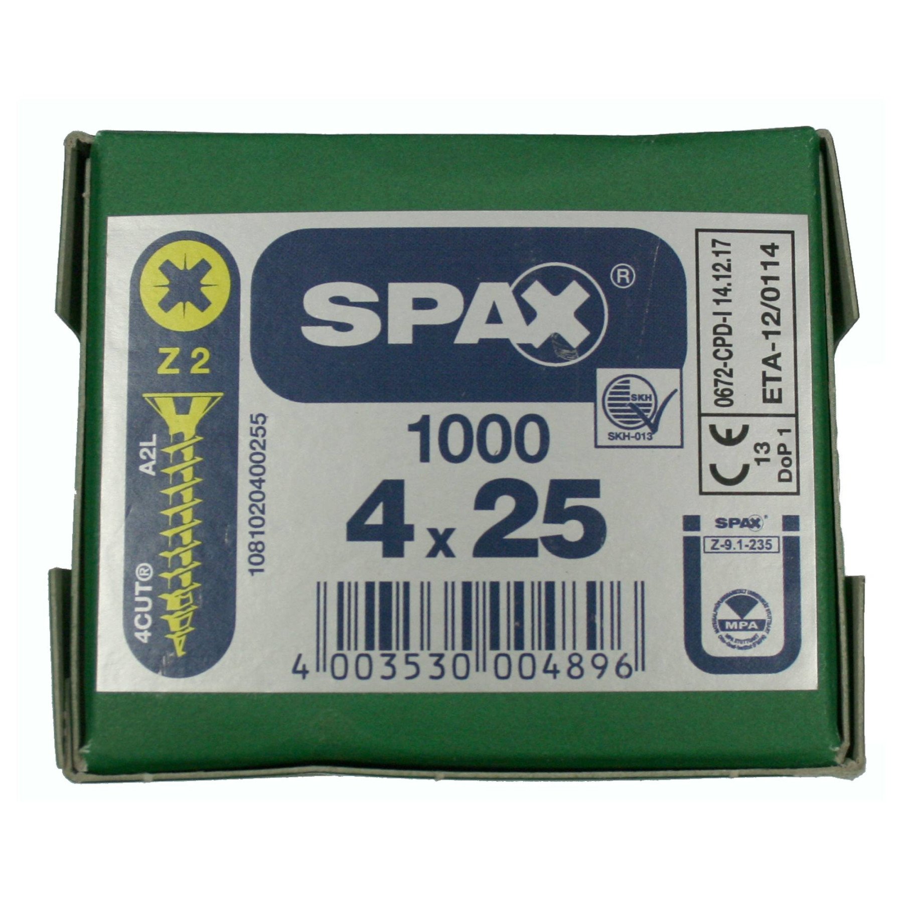 Alternatieve afbeelding voor Spax spaanplaatschroeven 4x25mm geel verzinkt platkop pozidriv 1000 stuks