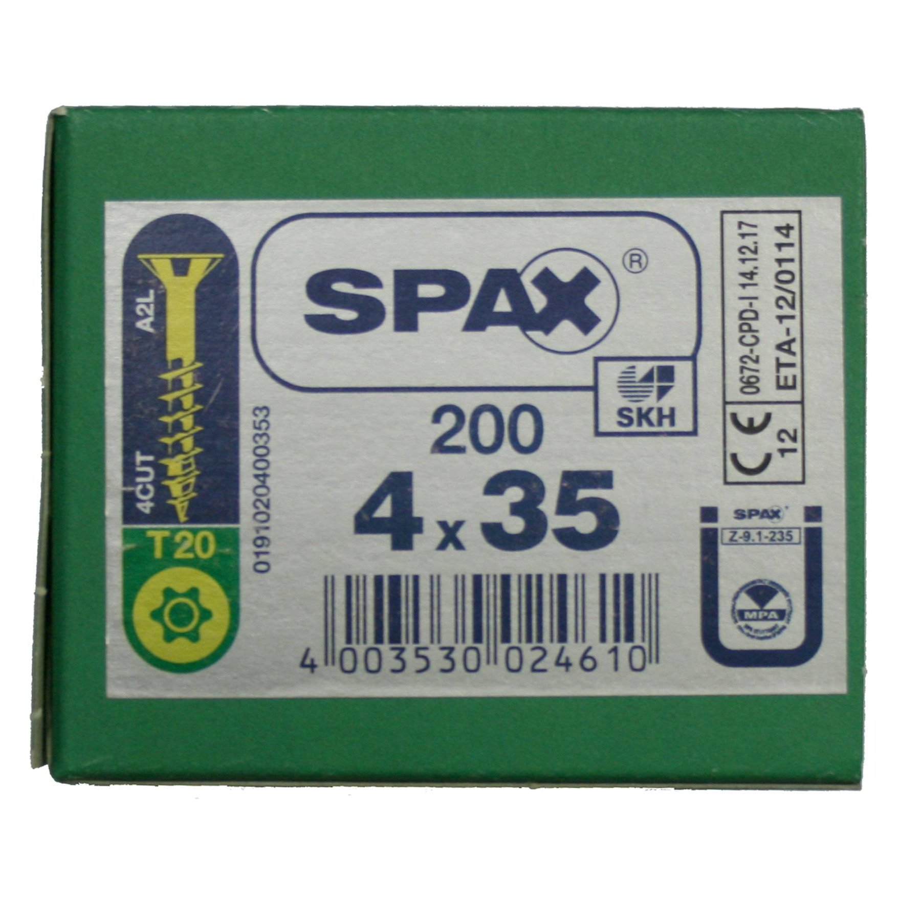 Alternatieve afbeelding voor Spax spaanplaatschroeven 4x35mm deeldraad geel verzinkt platkop torx 200 stuks