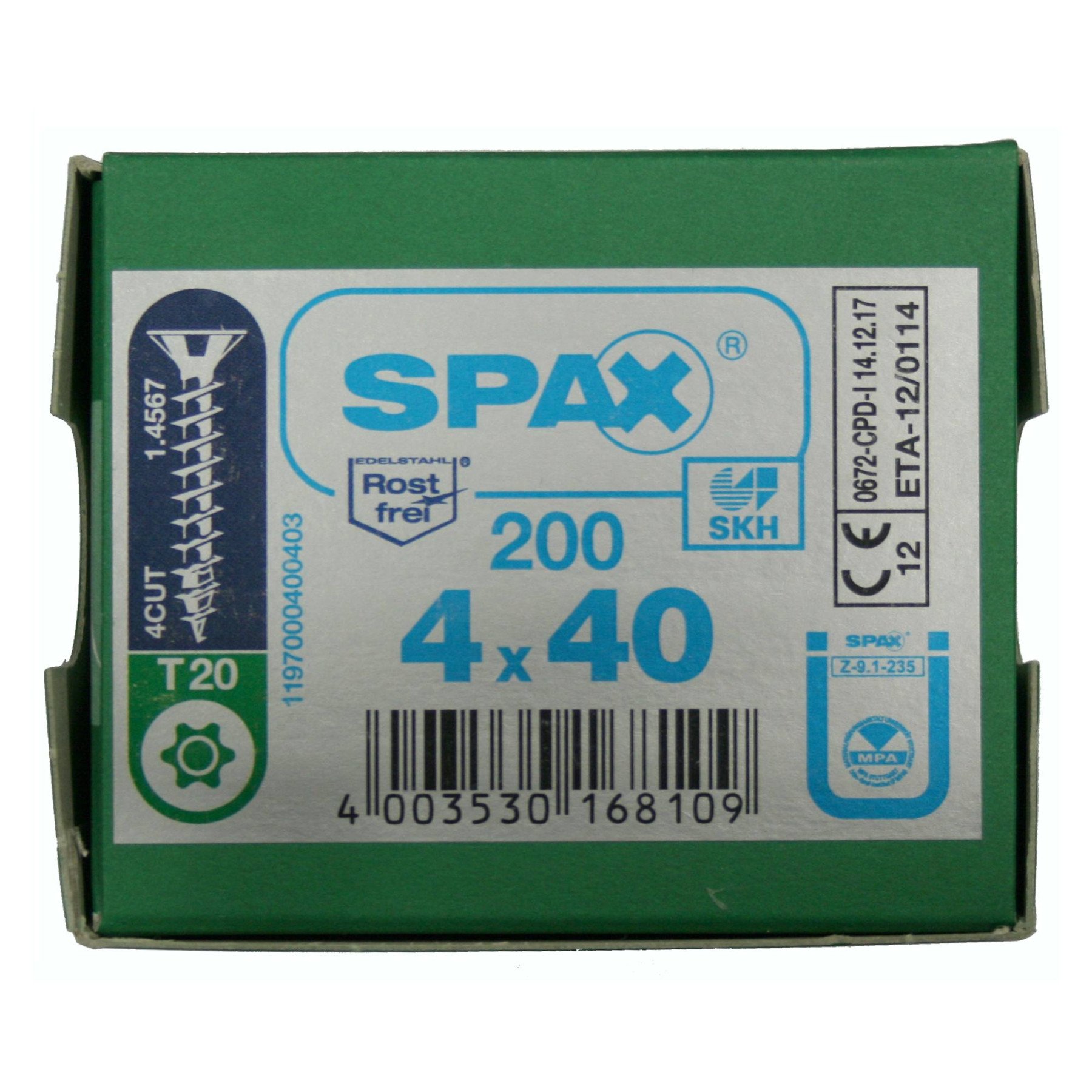 Alternatieve afbeelding voor Spax spaanplaatschroeven 4x40mm rvs a2 platkop torx 200 stuks