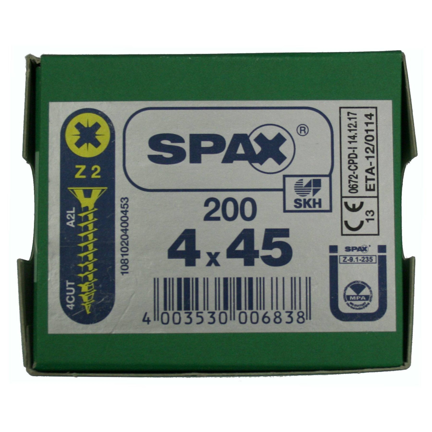 Alternatieve afbeelding voor Spax spaanplaatschroeven 4x45mm geel verzinkt platkop pozidriv 200 stuks