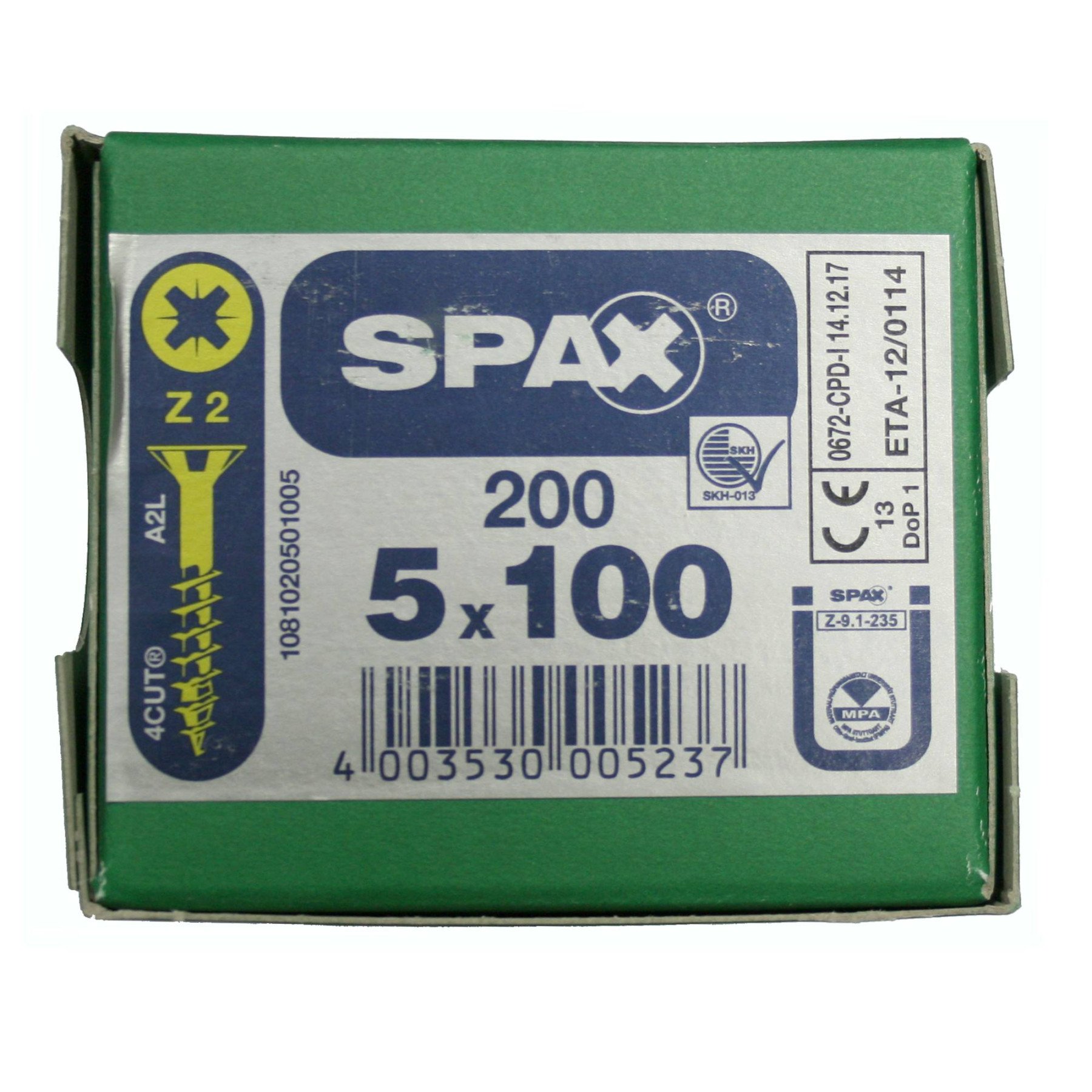 Alternatieve afbeelding voor Spax spaanplaatschroeven 5x100mm deeldraad geel verzinkt platkop pozidriv 200 stuks