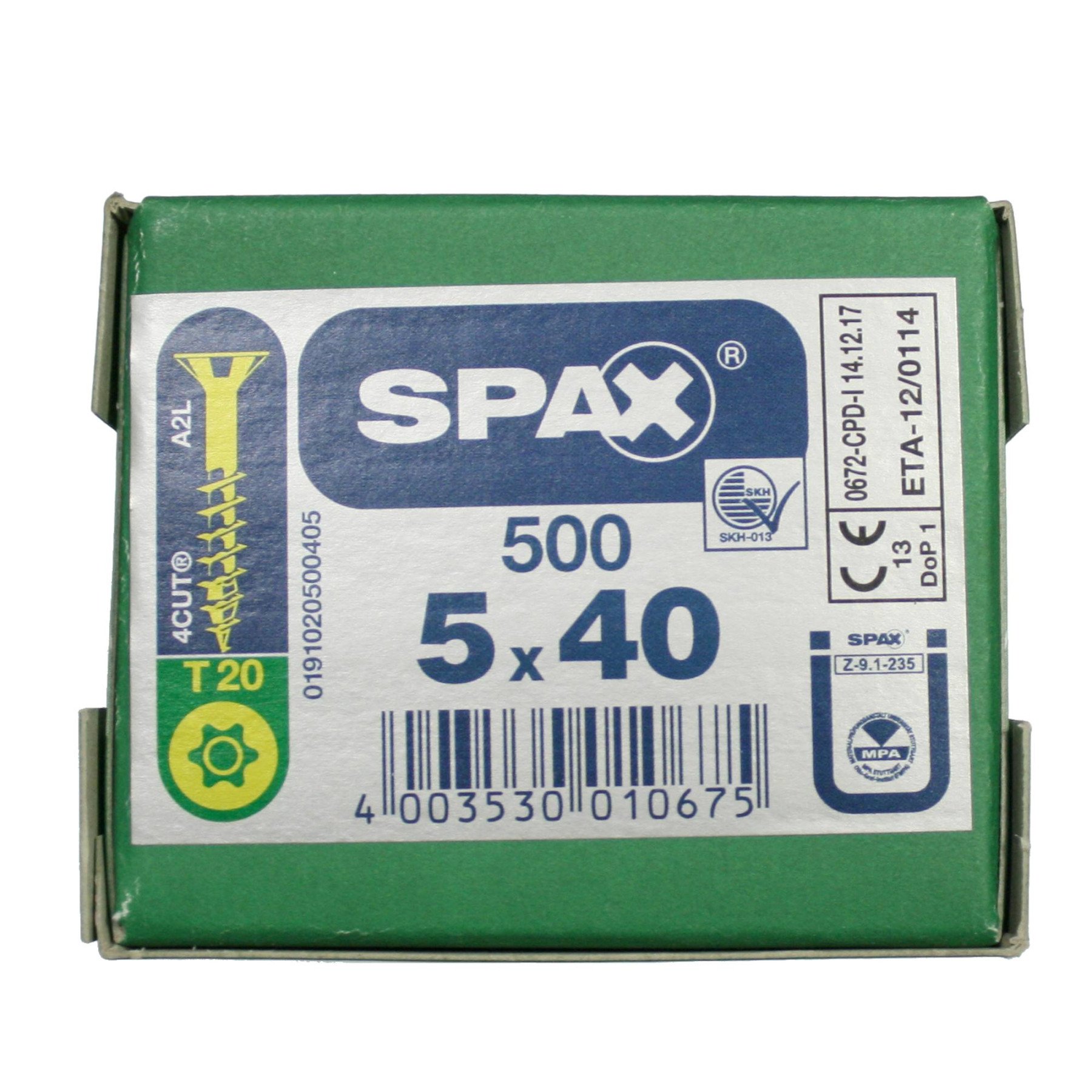 Alternatieve afbeelding voor Spax spaanplaatschroeven 5x40mm deeldraad geel verzinkt platkop torx 500 stuks