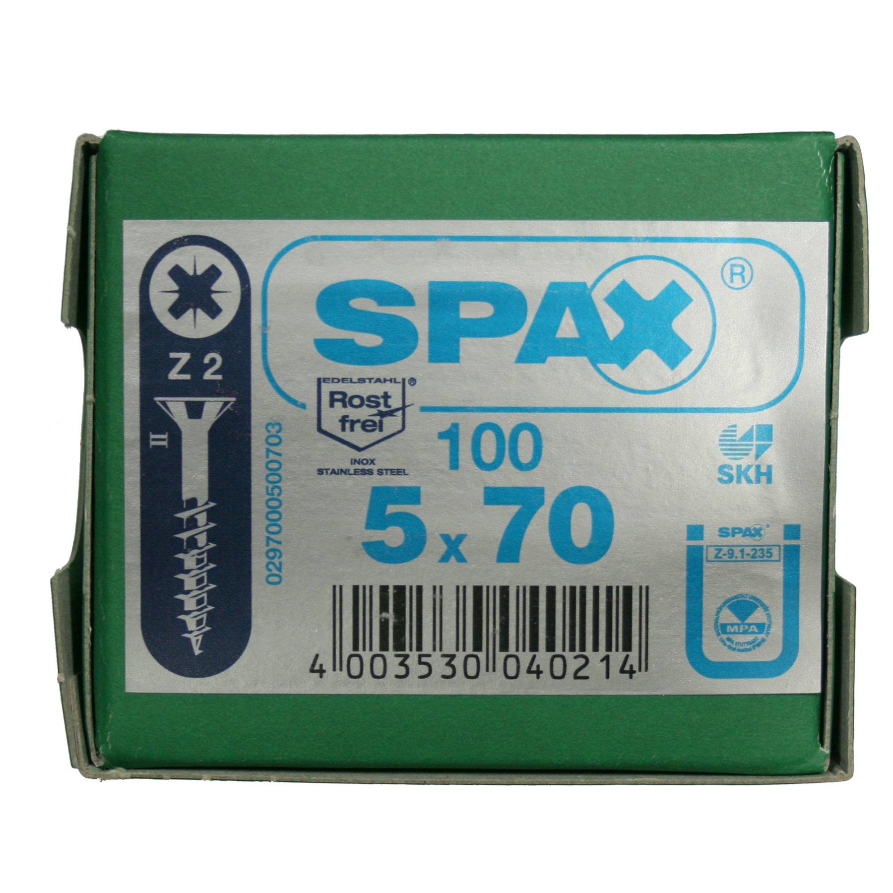 Alternatieve afbeelding voor Spax spaanplaatschroeven 5x70mm deeldraad rvs a2 platkop pozidriv 100 stuks