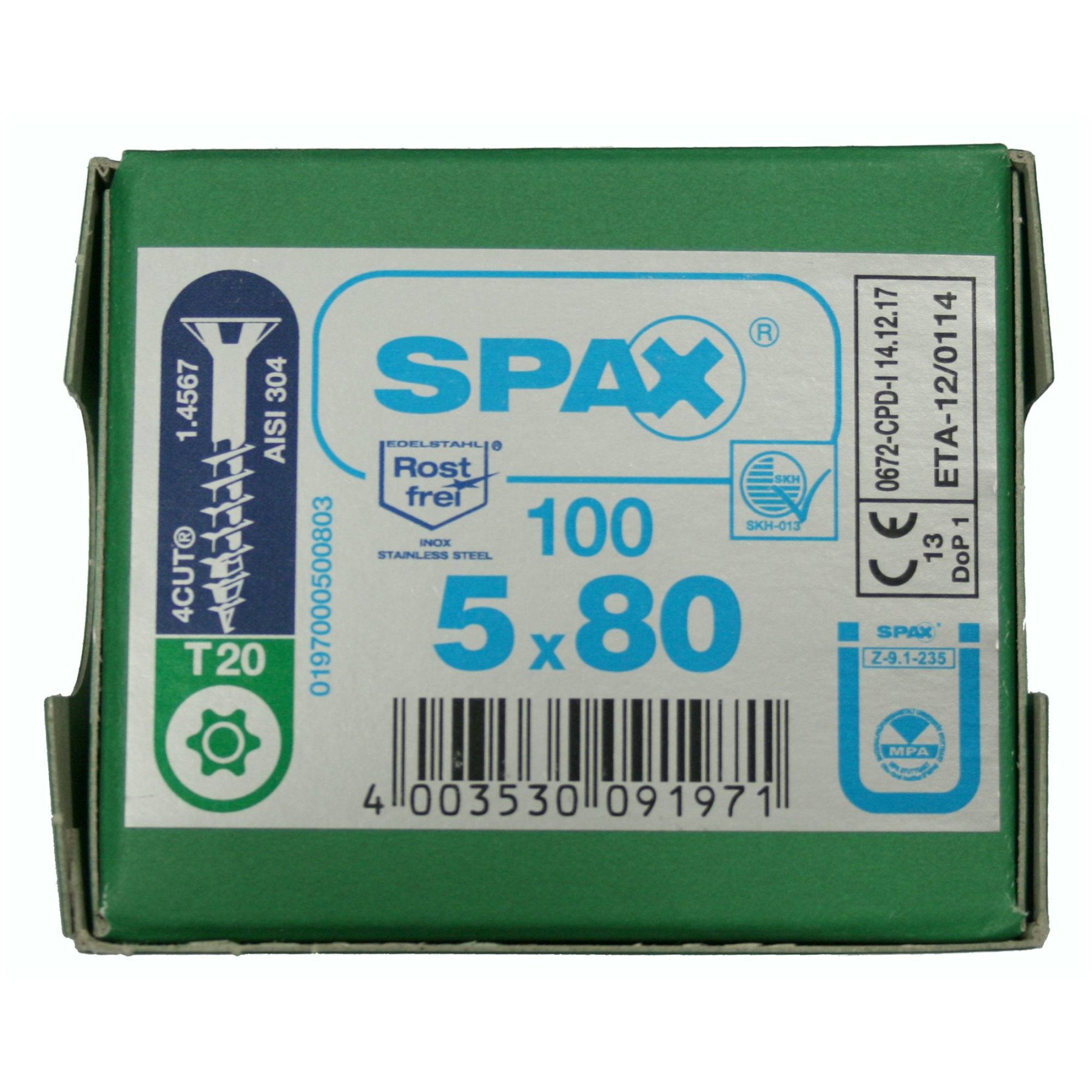 Alternatieve afbeelding voor Spax spaanplaatschroeven 5x80mm deeldraad rvs a2 platkop torx 100 stuks