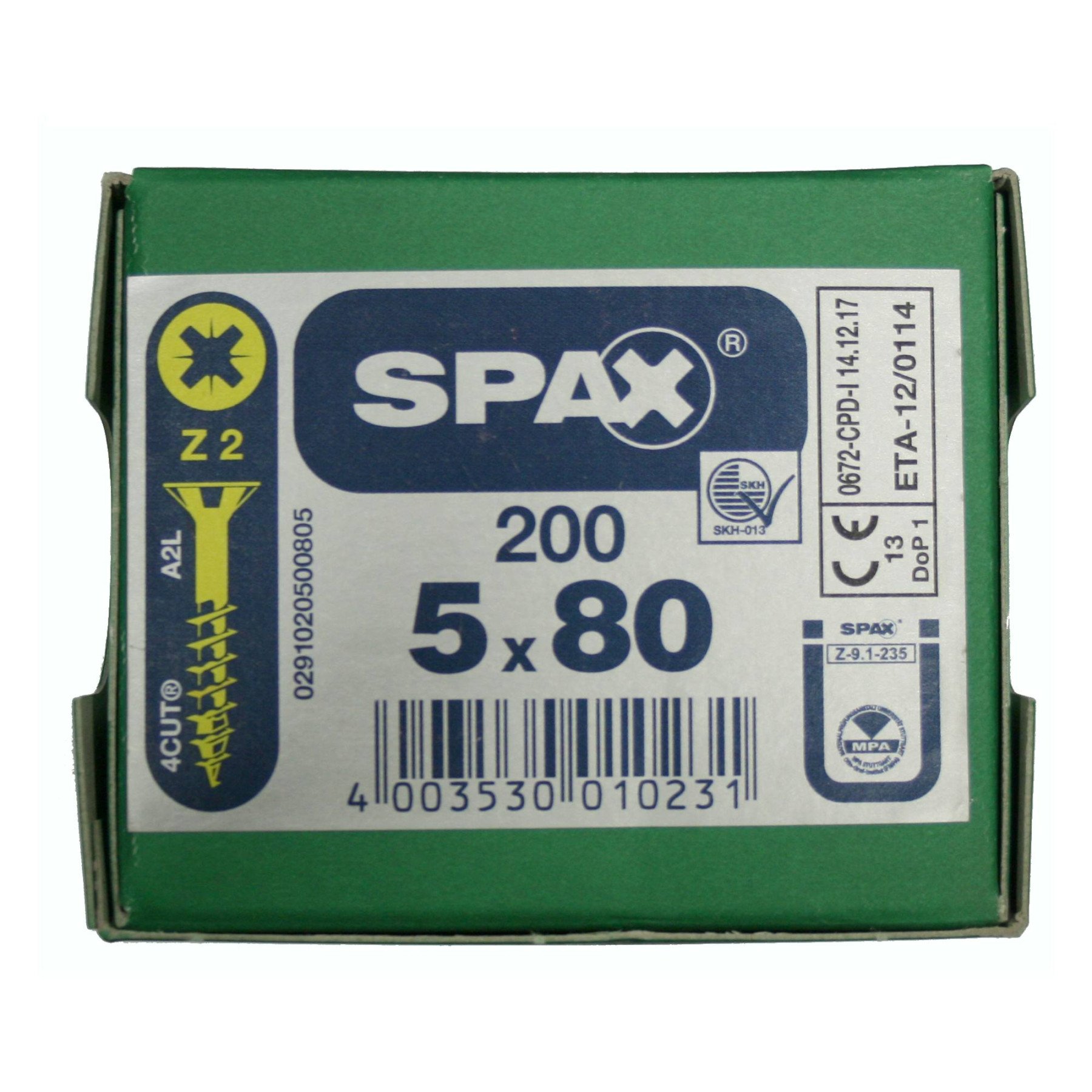 Alternatieve afbeelding voor Spax spaanplaatschroeven 5x80mm deeldraad geel verzinkt platkop pozidriv 200 stuks