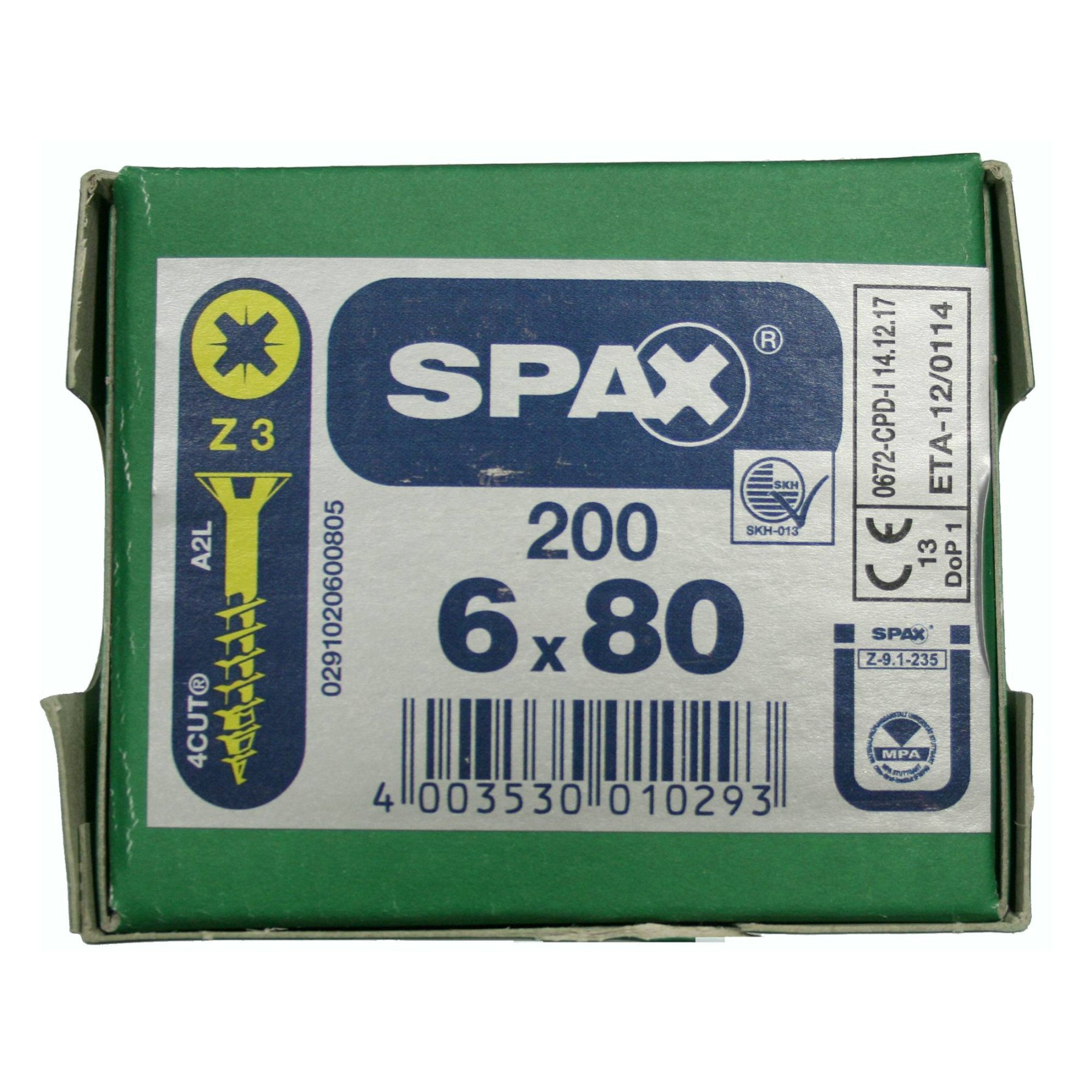 Alternatieve afbeelding voor Spax spaanplaatschroeven 6x80mm deeldraad geel verzinkt platkop pozidriv 200 stuks