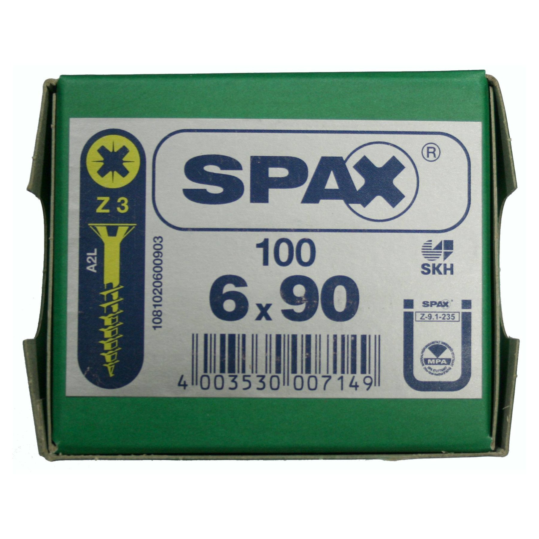 Alternatieve afbeelding voor Spax spaanplaatschroeven 6x90mm deeldraad geel verzinkt platkop pozidriv 100 stuks