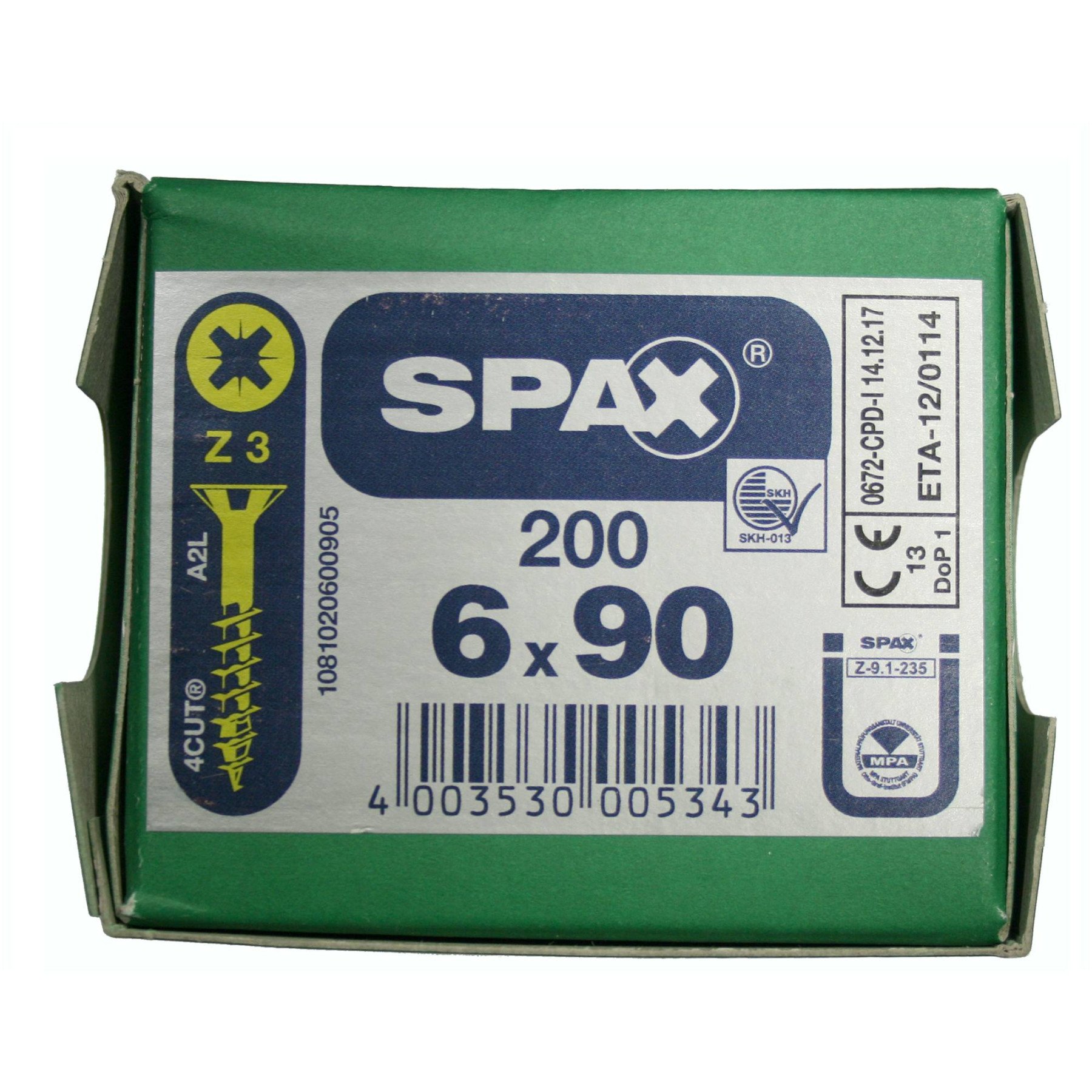 Alternatieve afbeelding voor Spax spaanplaatschroeven 6x90mm deeldraad geel verzinkt platkop pozidriv 200 stuks