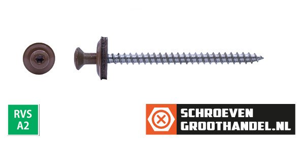 Alternatieve afbeelding voor Spenglerschroeven 4,5x100mm RVS A2 RAL8004 Koperbruin lenskop TORX-20 100 stuks