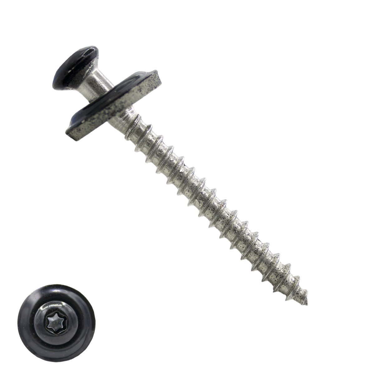 Alternatieve afbeelding voor Spenglerschroeven 4,5x65mm RVS A2 RAL9005 Gitzwart lenskop TORX-20 200 stuks