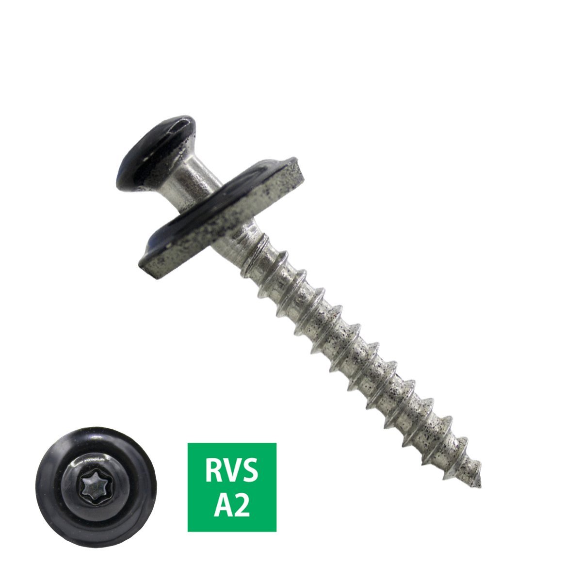 Alternatieve afbeelding voor Spenglerschroeven 4,5x65mm RVS A2 RAL9005 Gitzwart lenskop TORX-20 200 stuks