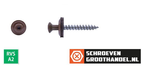 Alternatieve afbeelding voor Spenglerschroeven 4,5x45mm RVS A2 RAL8004 Koperbruin lenskop TORX-20 200 stuks