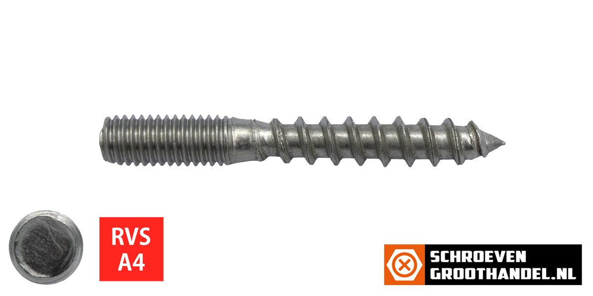 Alternatieve afbeelding voor Stokeinden M6x50mm RVS A4 25 stuks
