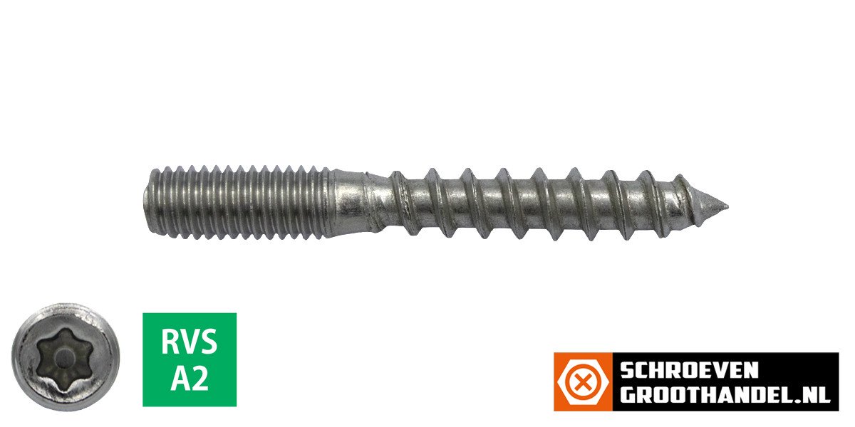 Alternatieve afbeelding voor Stokeinden M8x60mm Torx-25 RVS A2 100 stuks