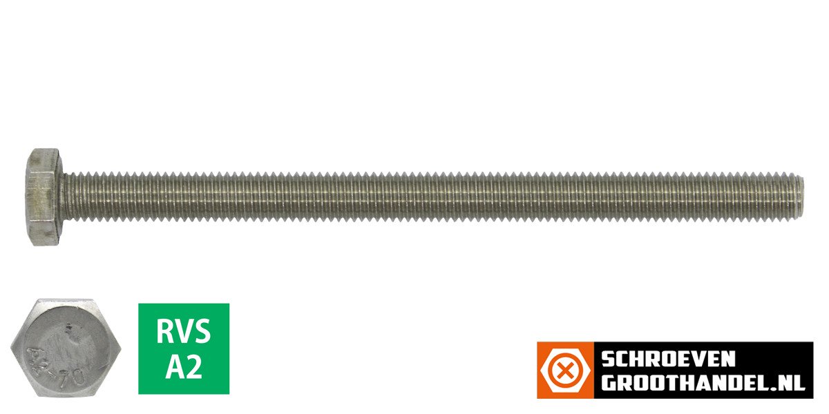 Alternatieve afbeelding voor Tapbouten M12 x 160mm RVS A2 DIN933 10 stuks
