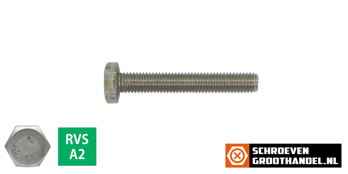 Alternatieve afbeelding voor Tapbouten M20 x 60mm RVS A2 DIN933 25 stuks