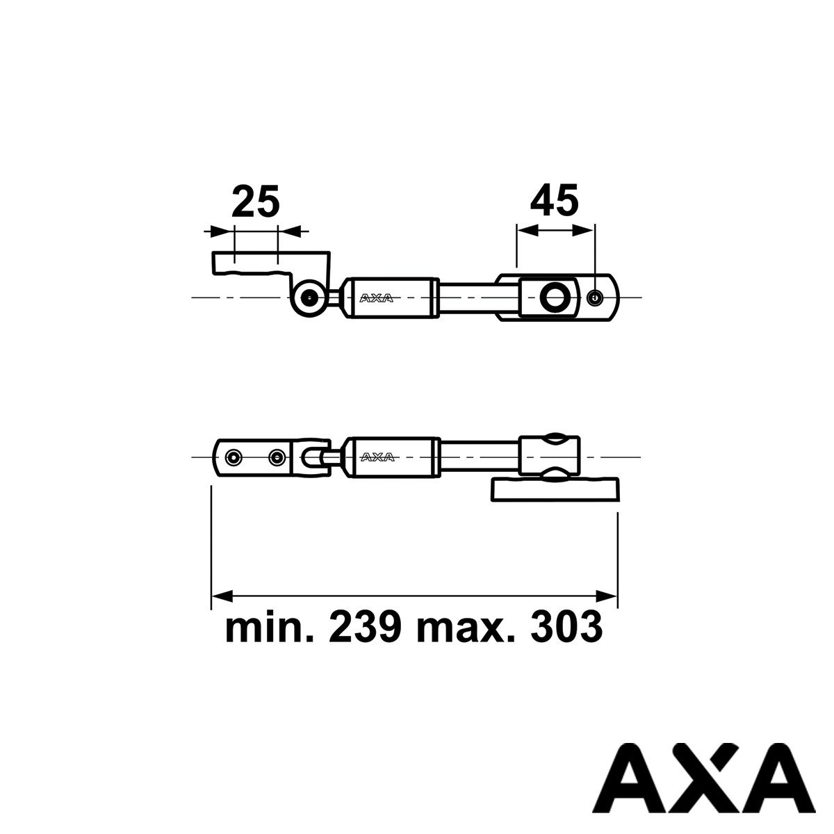 Alternatieve afbeelding voor Telescopische raamuitzetter AXA 20cm wit naar buiten draaiend
