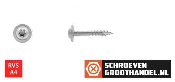 Alternatieve afbeelding voor Tellerkopschroeven 5x35/24mm RVS A4 discuskop TORX-25 200 stuks