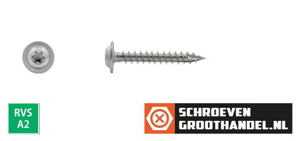 Alternatieve afbeelding voor Tellerkopschroeven 8x30mm RVS A2 discuskop TORX-40 100 stuks