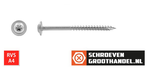 Alternatieve afbeelding voor Tellerkopschroeven 8x70/42mm RVS A4 discuskop TORX-40 100 stuks