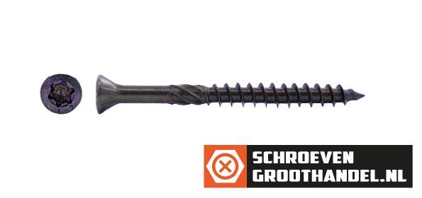 Alternatieve afbeelding voor Vlonderschroeven 5x60 mm Brons RVS A2 freeskop TORX 100 stuks
