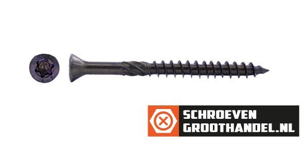 Alternatieve afbeelding voor Vlonderschroeven 5x70 mm Brons RVS A2 freeskop TORX 100 stuks