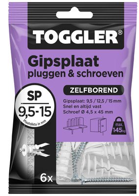 Alternatieve afbeelding voor Toggler Gipsplaat Pluggen + Schroeven SP 6 stuks