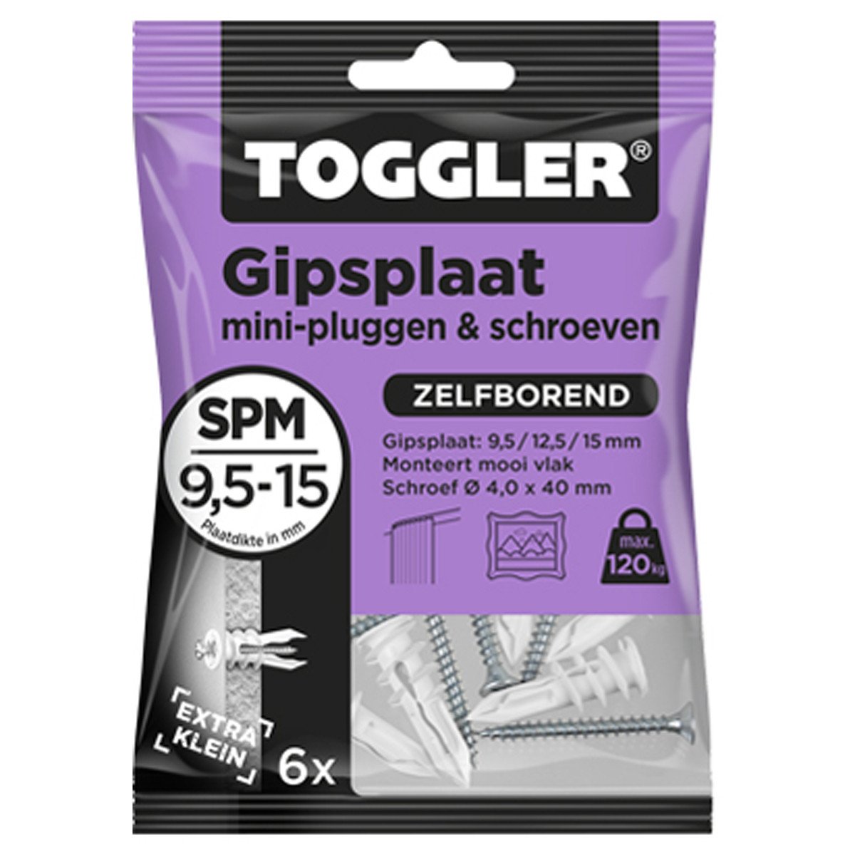 Alternatieve afbeelding voor Toggler Gipsplaat Pluggen + Schroeven SPM 6 stuks
