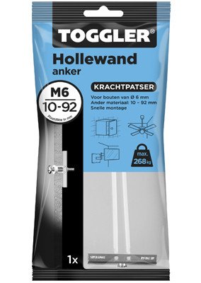 Alternatieve afbeelding voor Toggler hollewand anker M6 10-92 mm 1 stuk