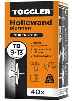 Alternatieve afbeelding voor Toggler hollewandpluggen TB 9-13 mm 40 stuks