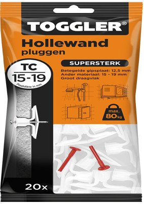 Alternatieve afbeelding voor Toggler hollewandpluggen TC 15-19 mm 20 stuks