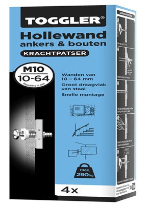 Alternatieve afbeelding voor Toggler hollewandanker met bouten M10 10-64 mm 4 stuks