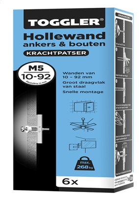 Alternatieve afbeelding voor Toggler hollewandanker met bouten M5 10-92 mm 6 stuks