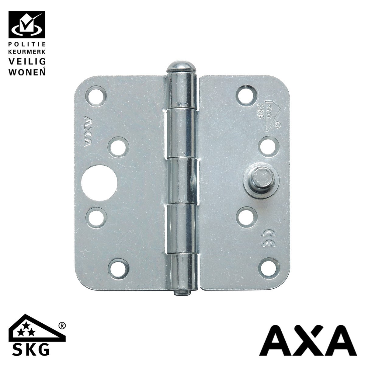 Alternatieve afbeelding voor  VEILIGHEIDSSCHARNIER 89X89MM ONGELAGERD STAAL RONDE HOEK SKG AXA