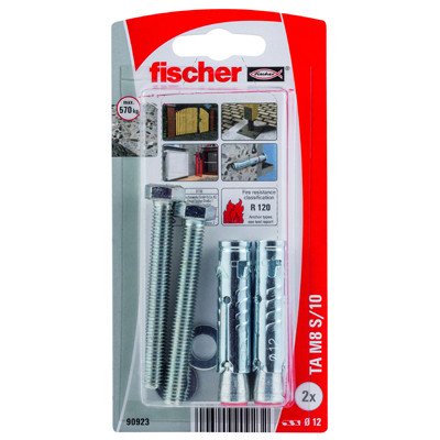 Alternatieve afbeelding voor Fischer hulsanker TA M8 S/10 met zeskantbouten 8x65mm 2 stuks