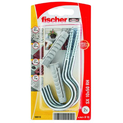 Alternatieve afbeelding voor Fischer pluggen SX 10x50 TH met ronde haken 7x105mm 2 stuks
