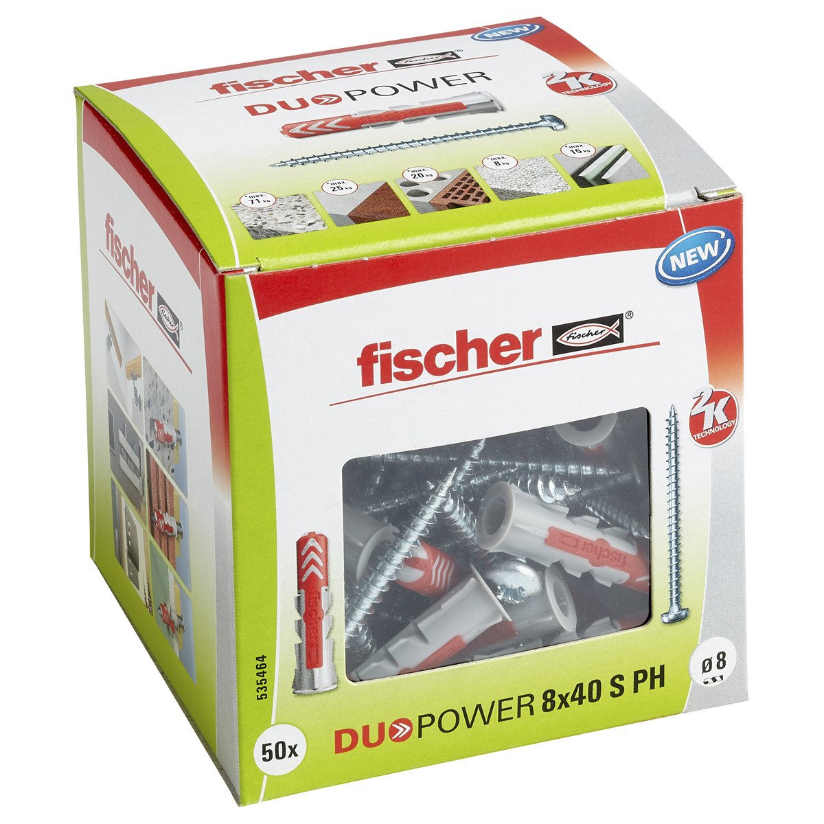 Alternatieve afbeelding voor Fischer Duopower pluggen 8x40 S PH met bolkopschroeven 50 stuks